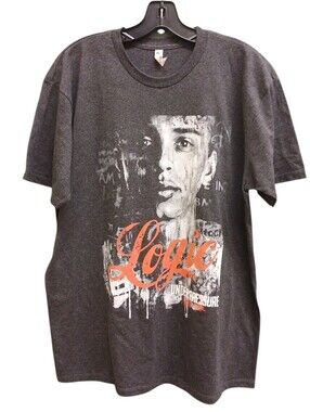 Logic Under Pressure Tour Graphic Tee in Charcoal with Orange Print Size Large